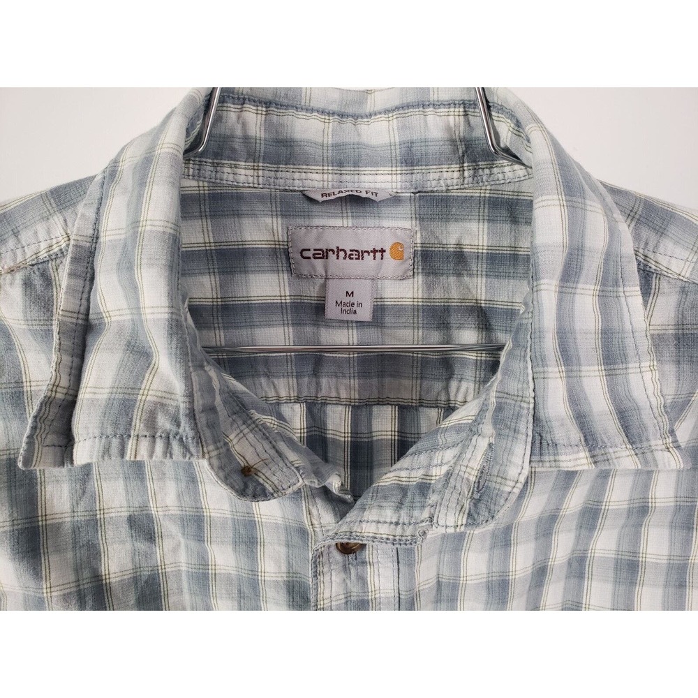 Carhartt Brown Plaid Short‎ Sleeve Button Up Shirt Men's Size Medium